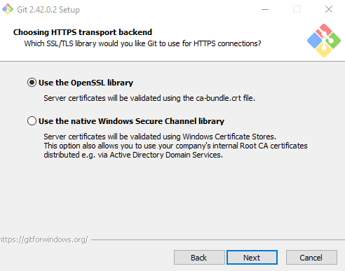 Choosing openssl library