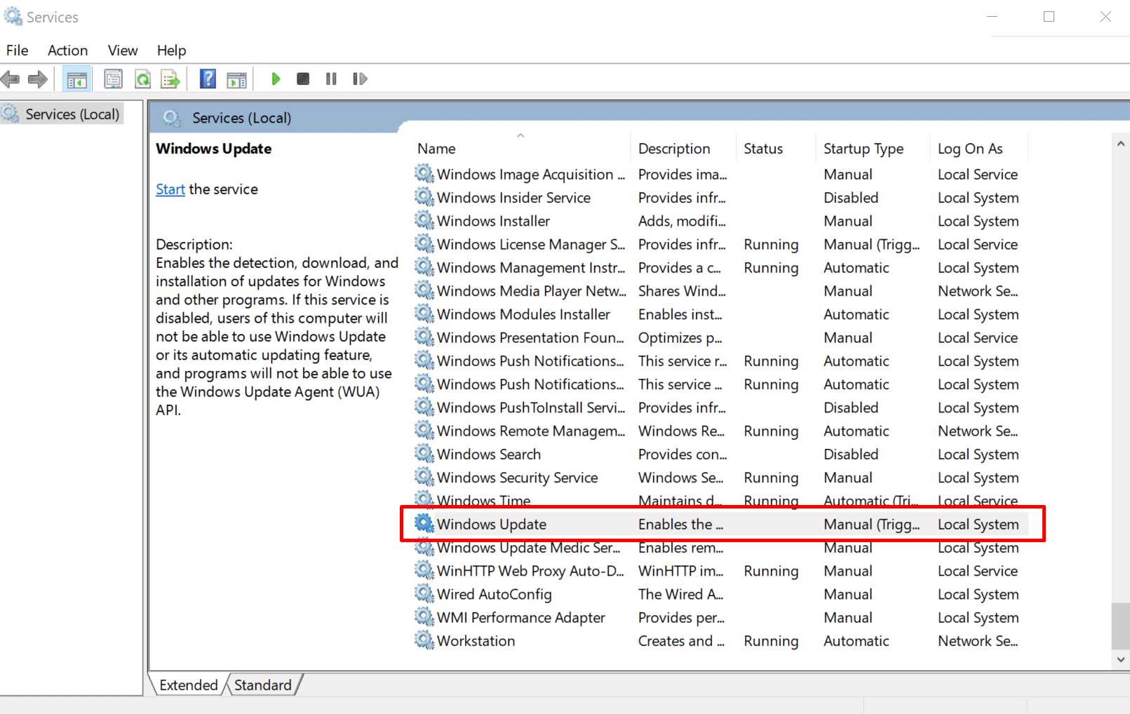 Windows Update service
