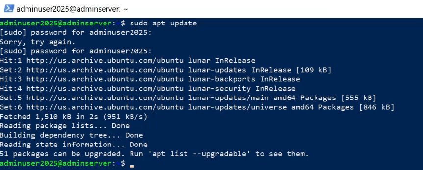 sudo apt update screenshots