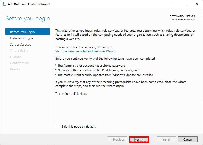 Before you begin Windows Server 2019